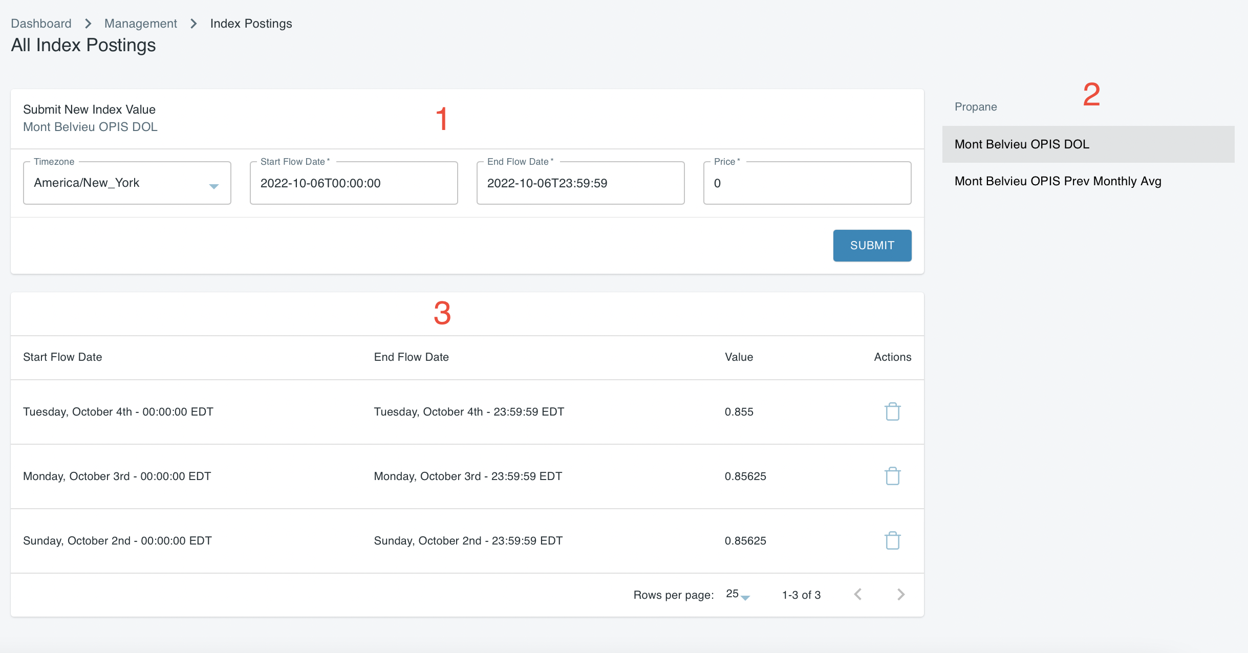 Index Posting UI